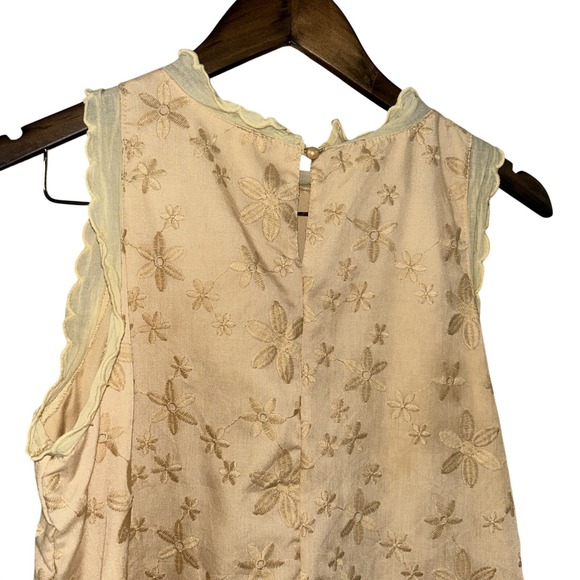 Vintage 60's/70s Tan Embroidered Dress Size Medium 20" Ptp & 36" Long - Picture 5 of 6
